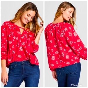Universal Thread Red Floral Blouse NWT M